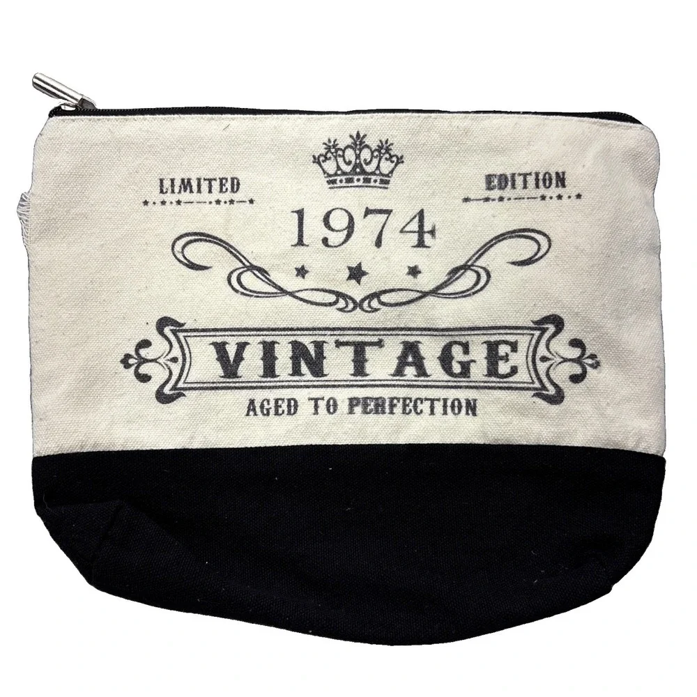 Black and Beige Vintage Limited Edition 1974 Make-Up Bag see pics